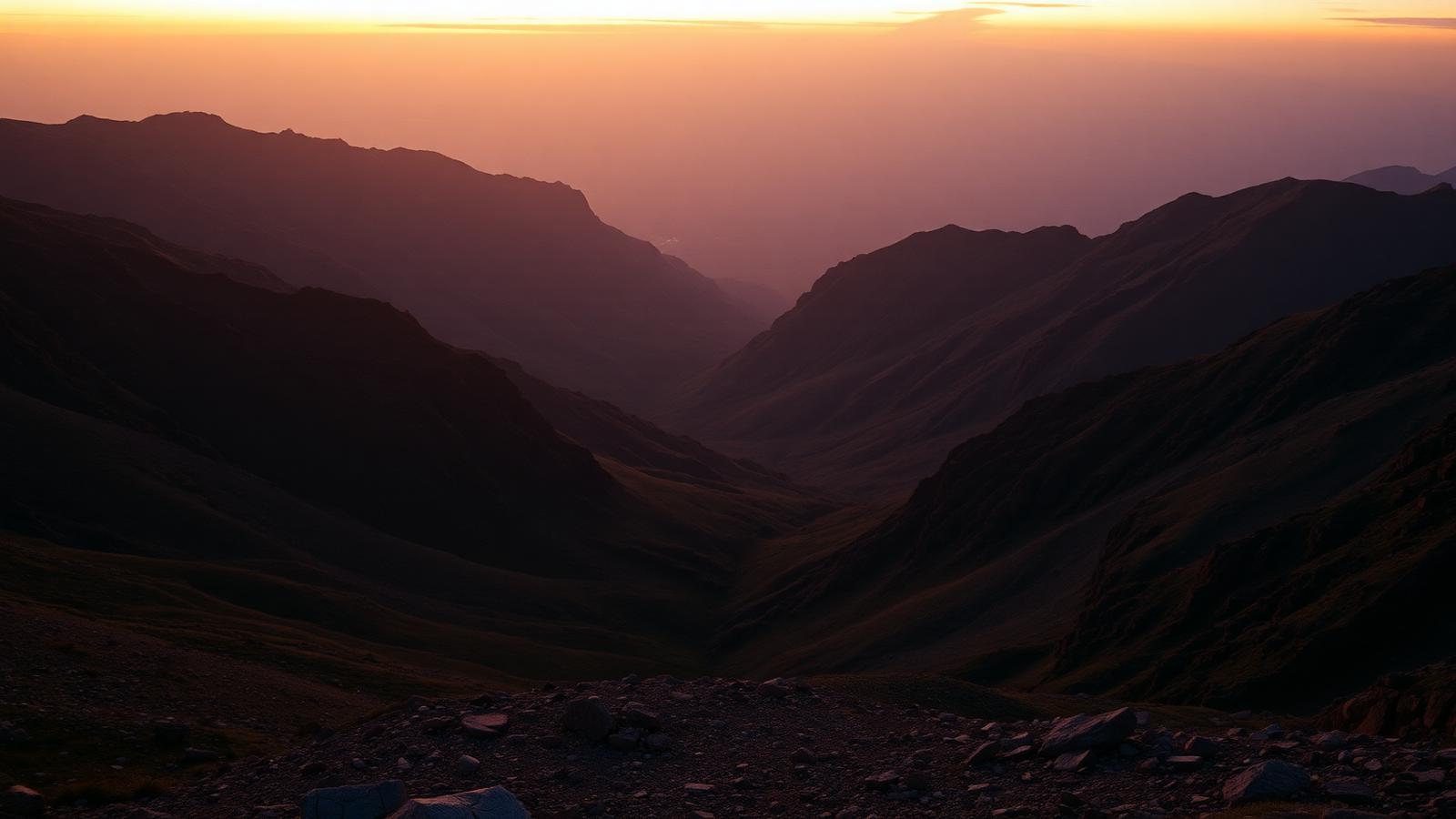 Mountain valley at dawn